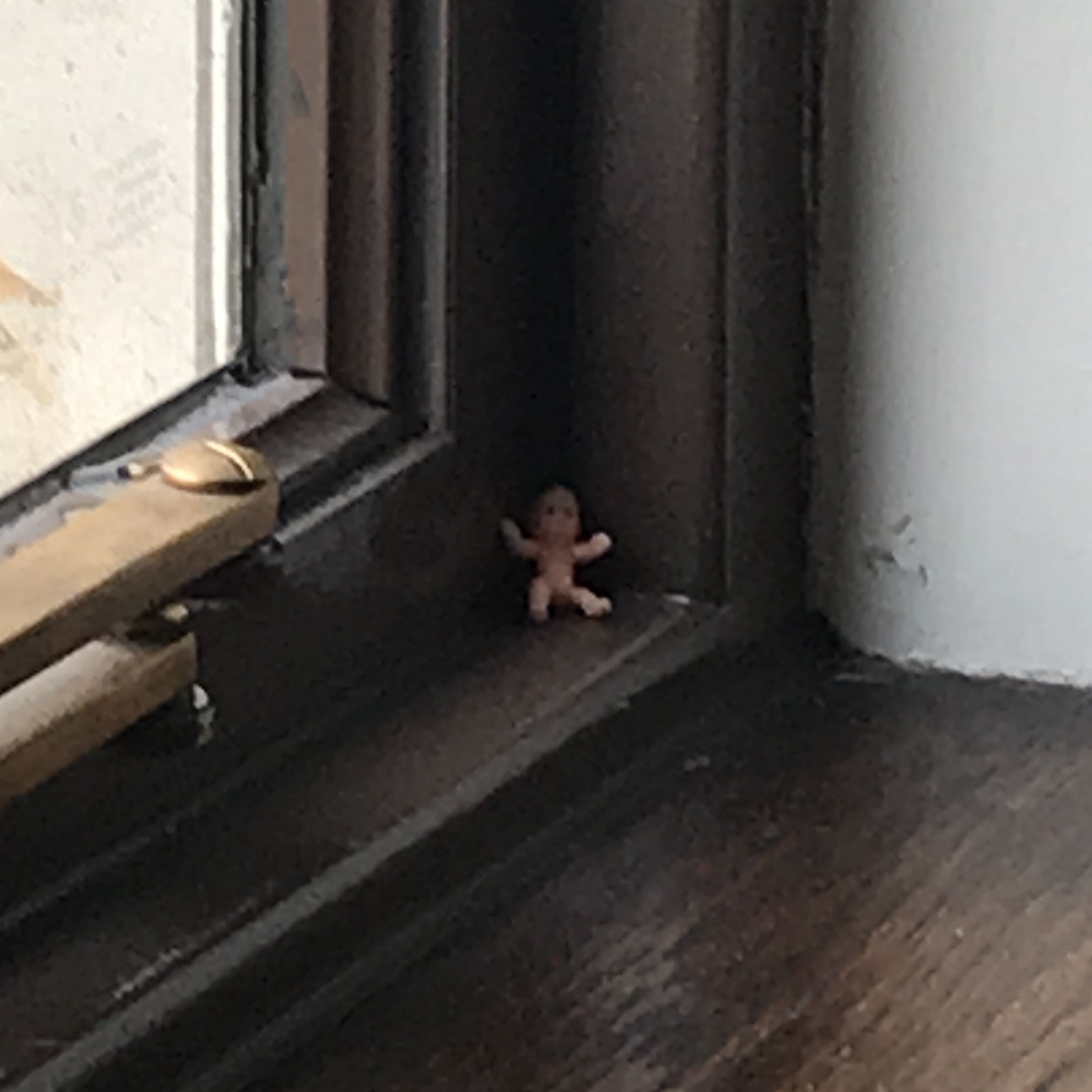 tiny baby in tha windowsill
